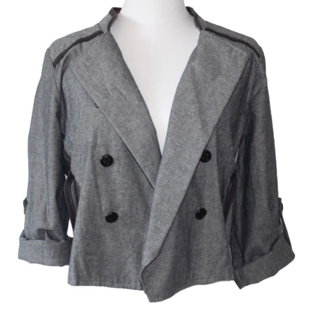Jack by BB Dakota LG Women's Lightweight Cropped Chambray Blazer/Jacket